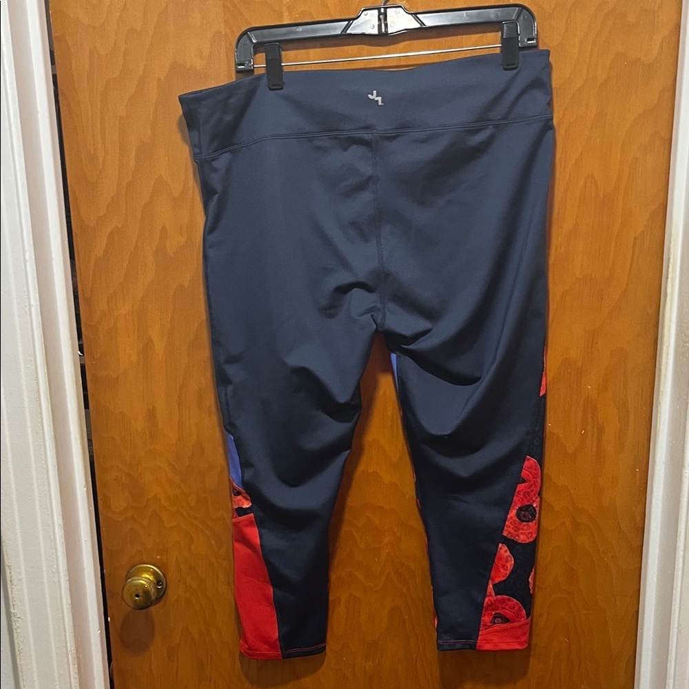 JoyLab Capris with Red Floral and Blue Accents - Picture 3 of 6